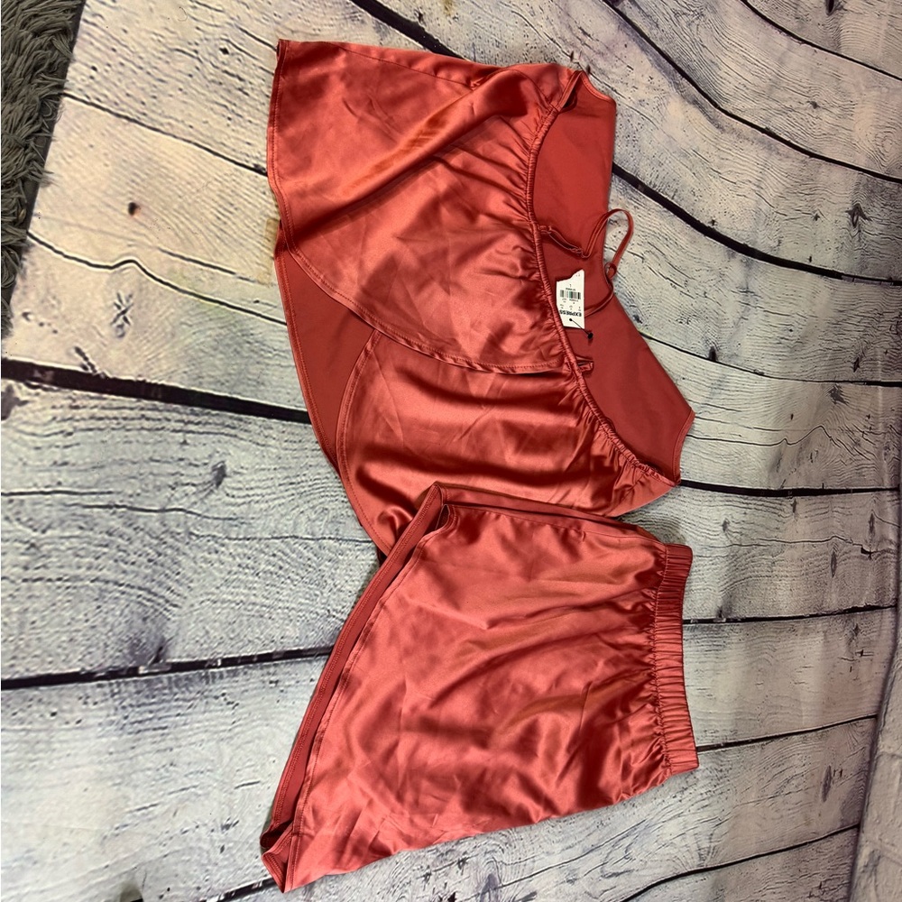 Express Satin Rust Pajama Set - Picture 5 of 5